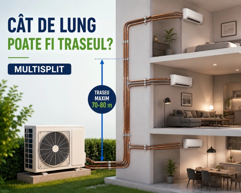 Cât de lung poate fi traseul de conducte la un sistem multisplit și ce impact are asupra performanței